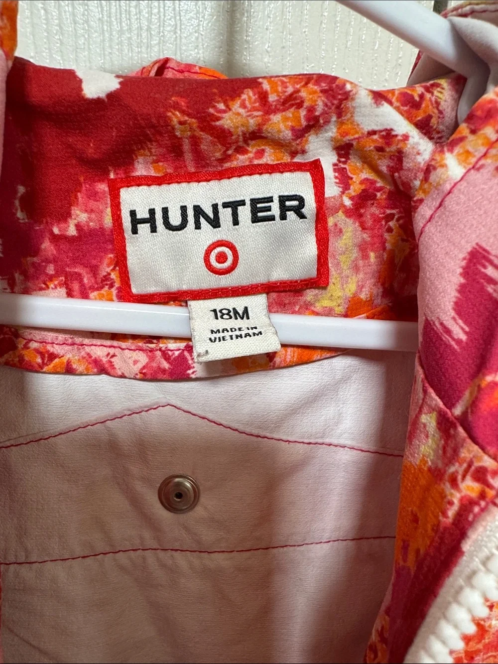 Hunter for target Girls' Pink & Red Floral Print Hooded Jacket size 18m